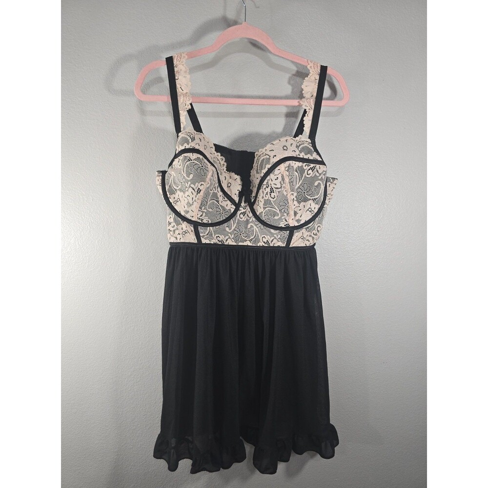Torrid Curve Light Pink Lace And Black Mesh Strappy Babydoll Plus size 3x BY